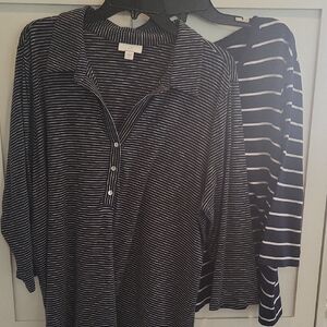 Two Navy Striped Women's Tops Chico's And J.Jill XL